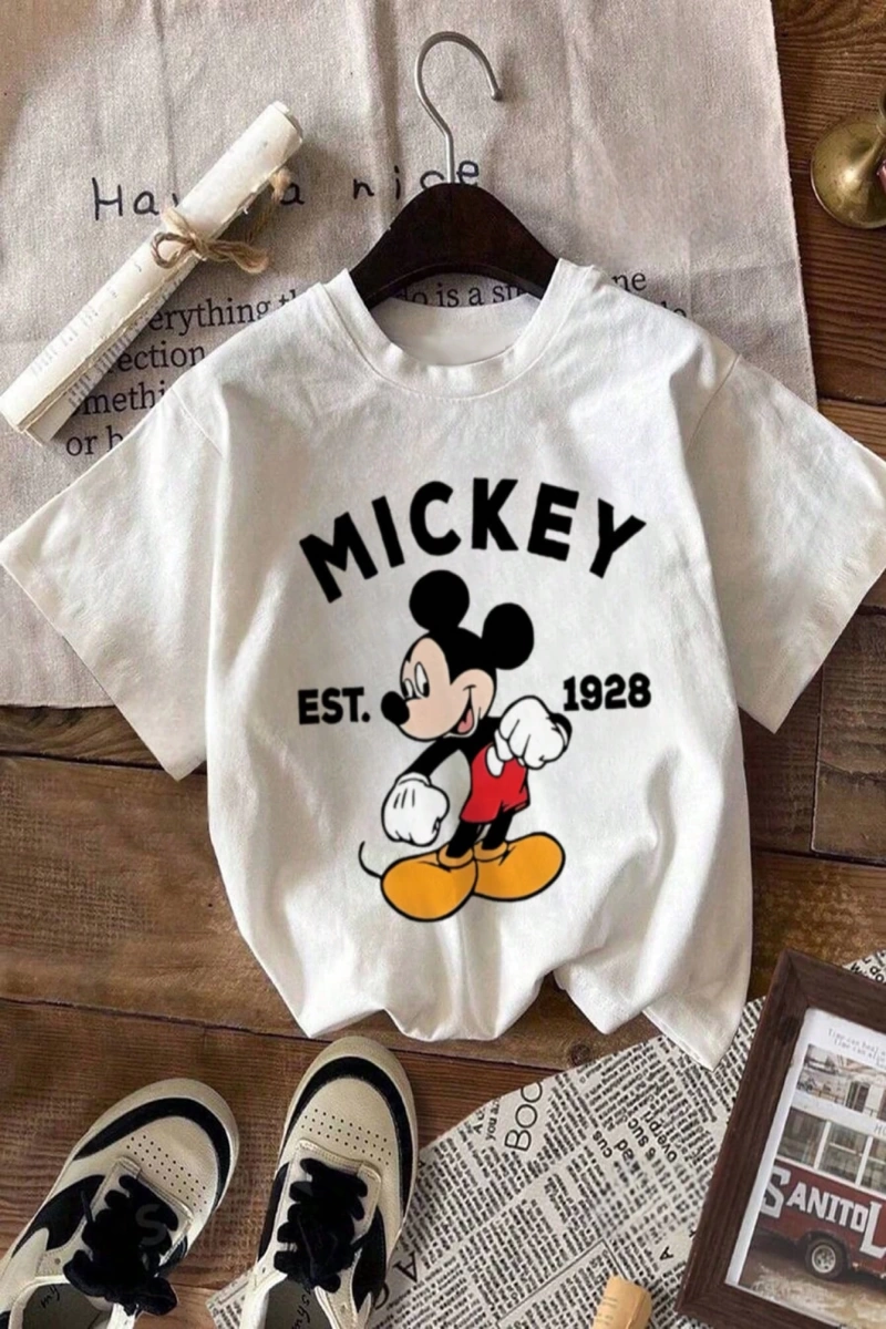 Disney Kadın Yaz Rahat Basit Sevimli Disney Karikatür Mickey Mouse Ba