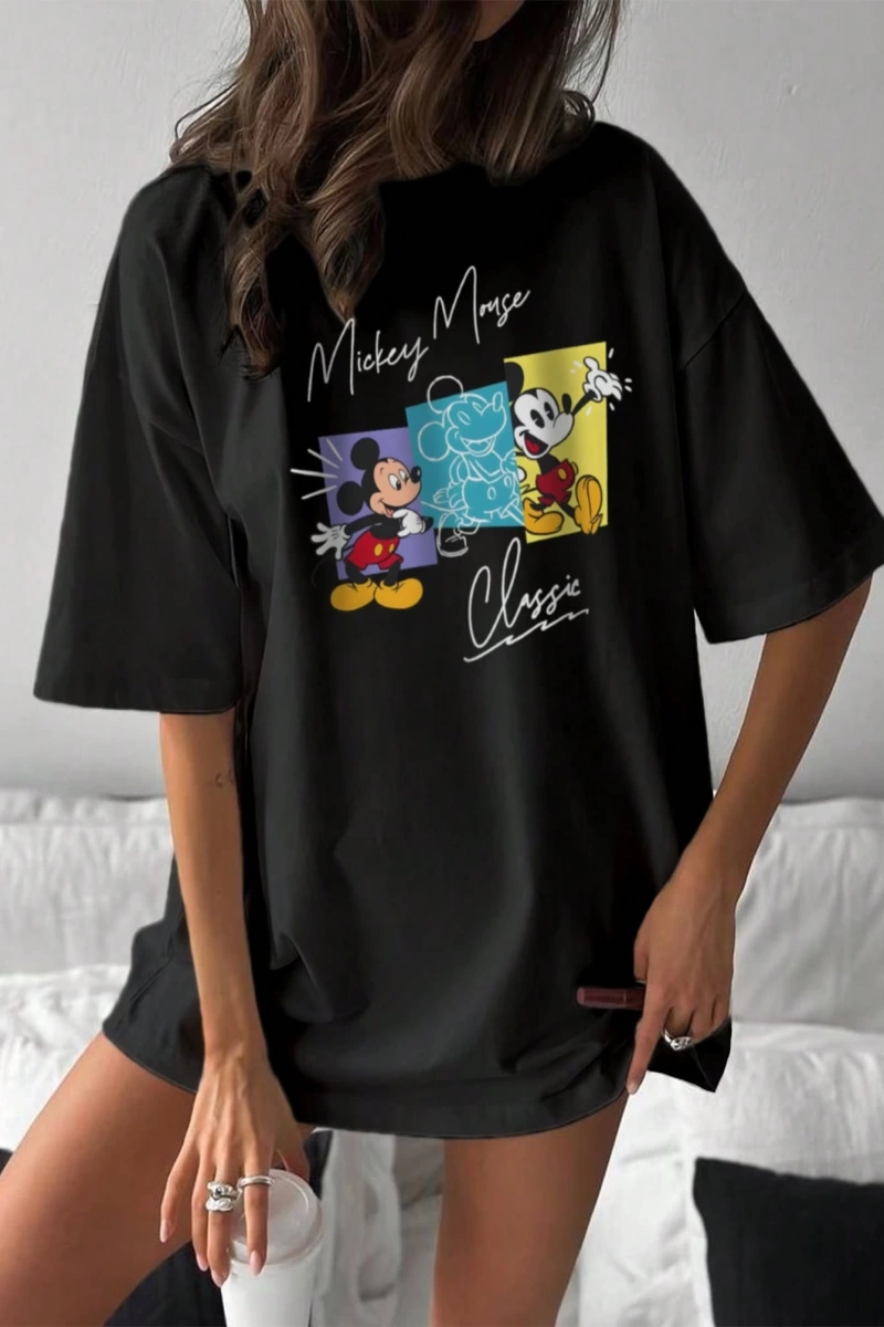 Disney Kadın Yaz Rahat Basit Sevimli Disney Karikatür Mickey Mouse Ba