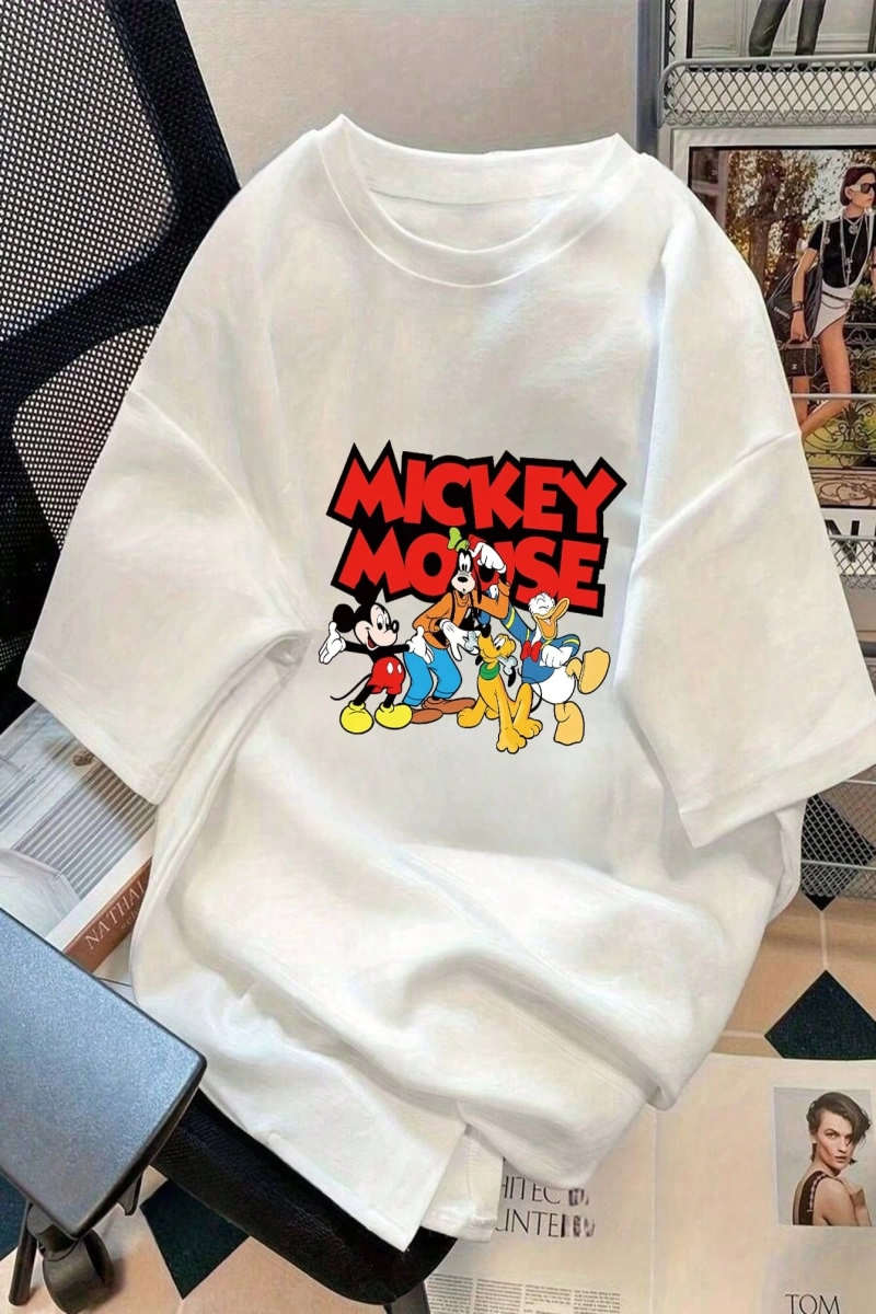 Disney Kadınlar için Basit ve Sevimli Disney Karikatür Mickey Mouse Baskıl