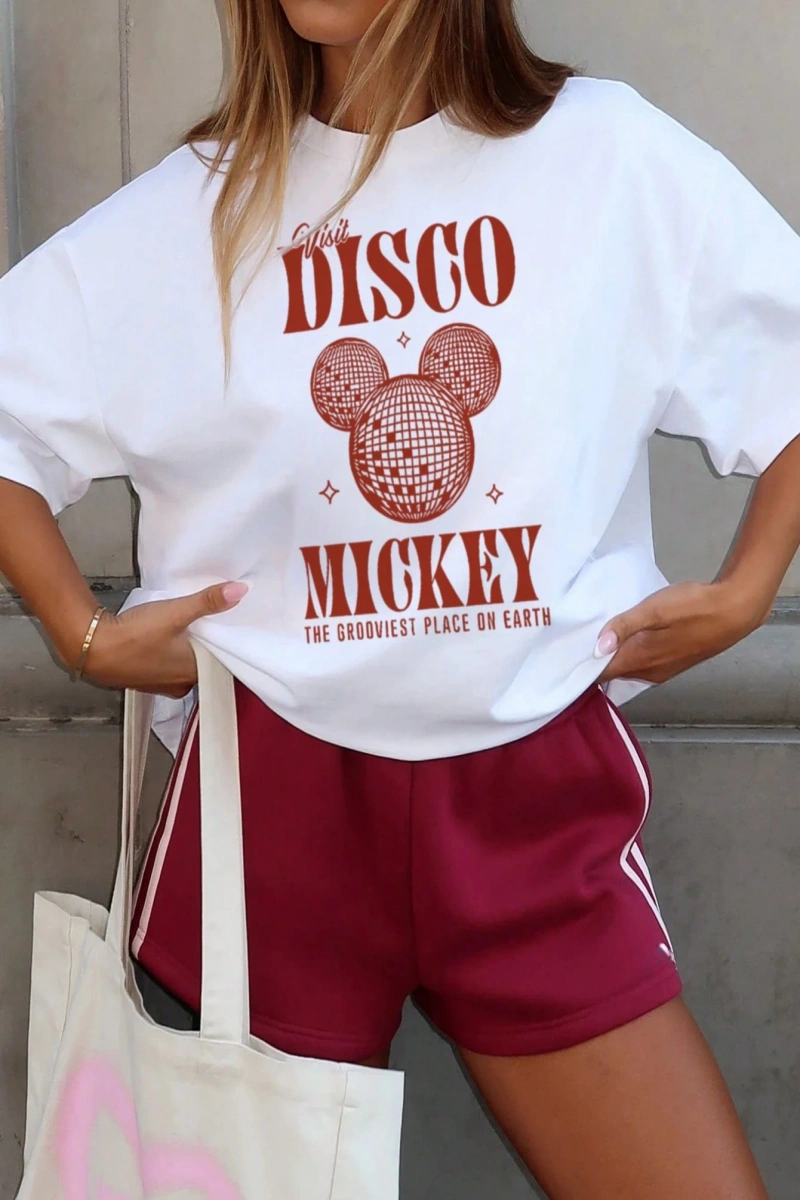 Disney Kadınlar için Basit ve Sevimli Disney Karikatür Mickey Mouse Baskıl