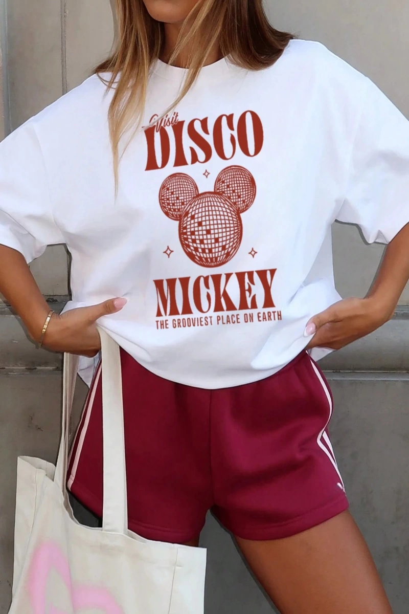 Disney Kadınlar için Basit ve Sevimli Disney Karikatür Mickey Mouse Baskıl