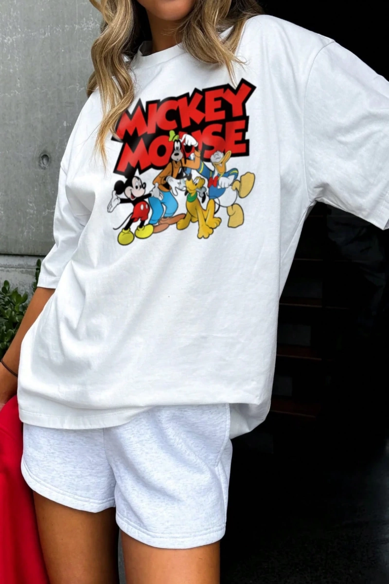 Disney Kadınlar için Basit ve Sevimli Disney Karikatür Mickey Mouse Baskıl