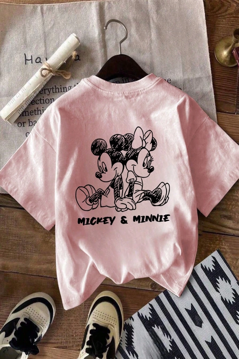 Disney Yaz Kadın Tişörtü, Basit ve Sevimli Disney Çizgi Film Karakter