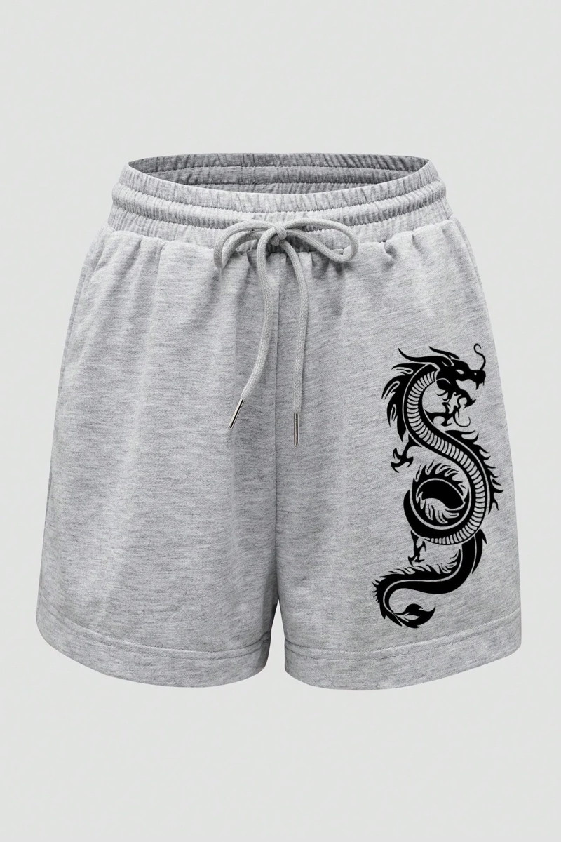 Dragon Grafik Bağcıklı Bel Pantolonu