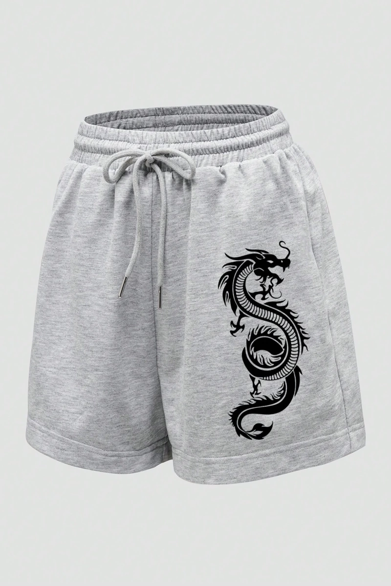 Dragon Grafik Bağcıklı Bel Pantolonu
