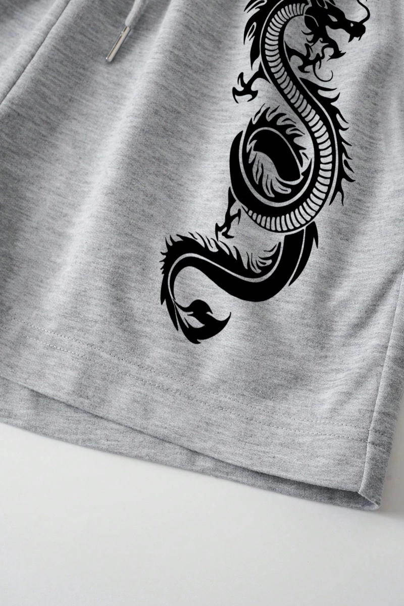 Dragon Grafik Bağcıklı Bel Pantolonu