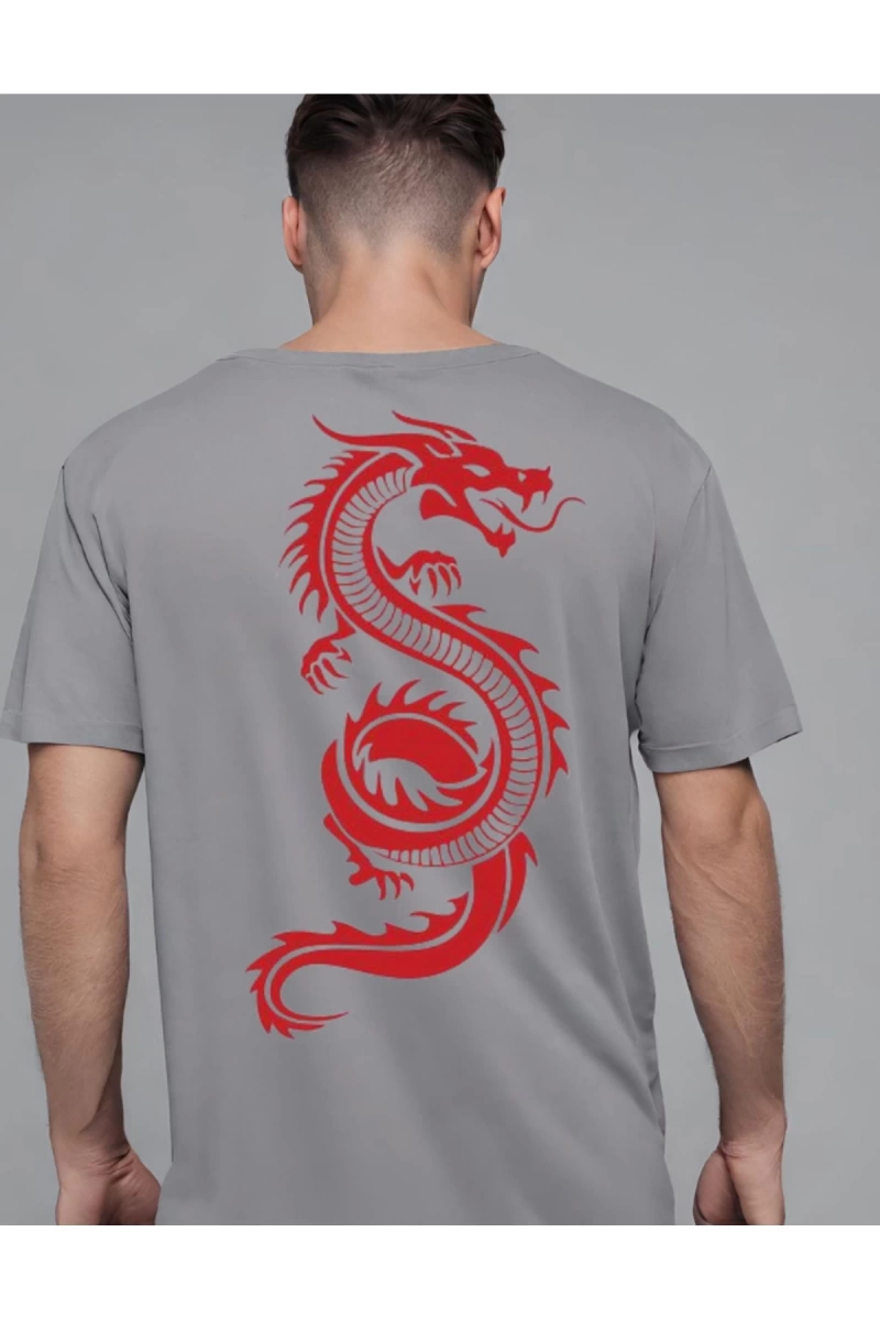 dragon sırt baskılı oversize t-shirt
