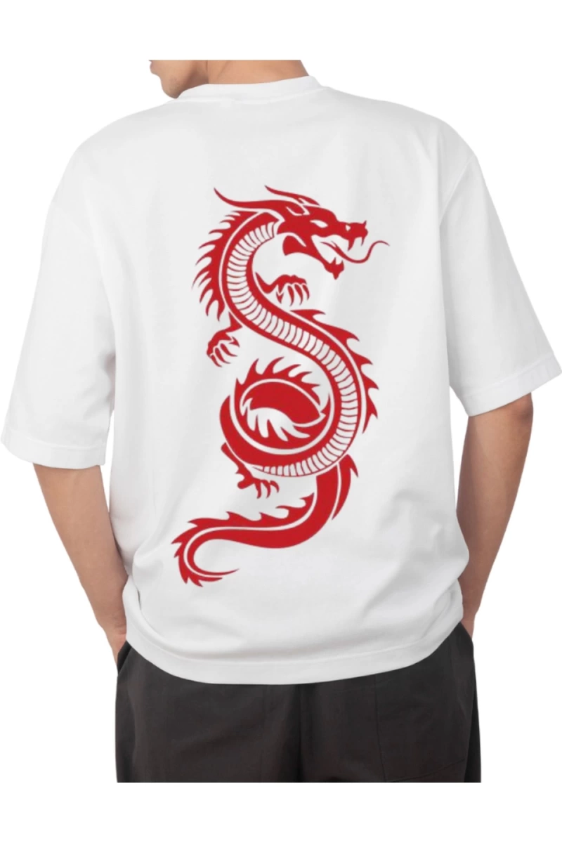dragon sırt baskılı oversize t-shirt