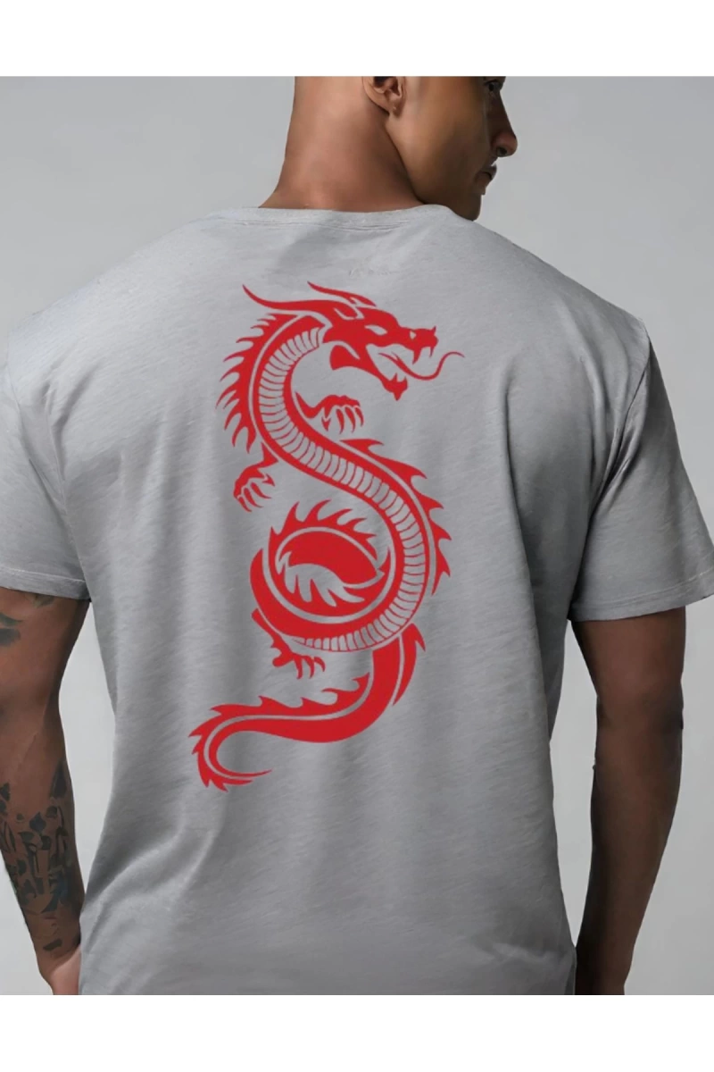 dragon sırt baskılı oversize t-shirt