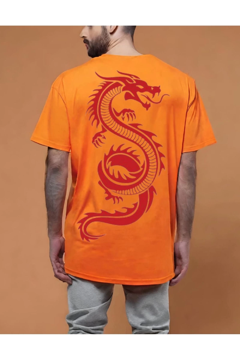 dragon sırt baskılı oversize t-shirt
