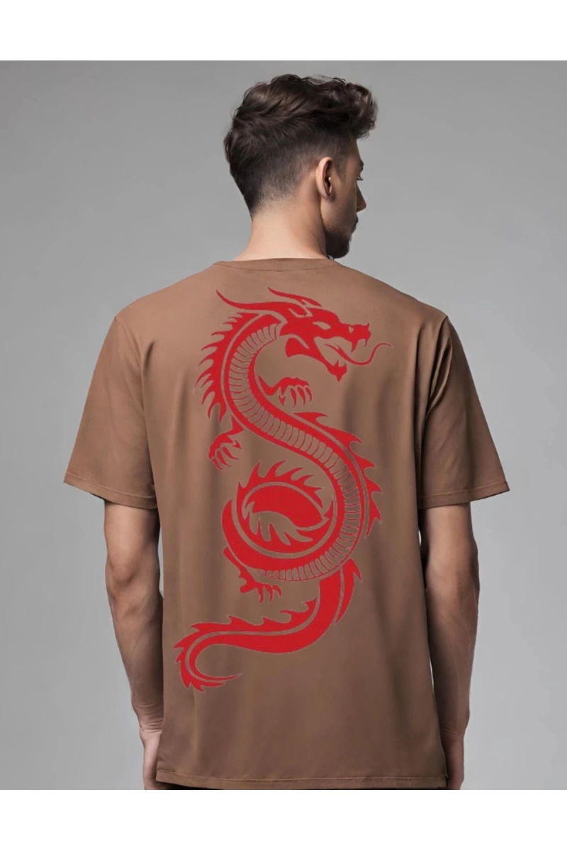 dragon sırt baskılı oversize t-shirt
