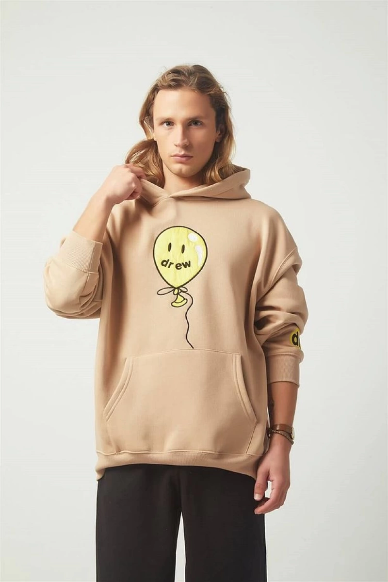 Drew Balon Oversıze Sweatshirt Hoodie Krem Bej
