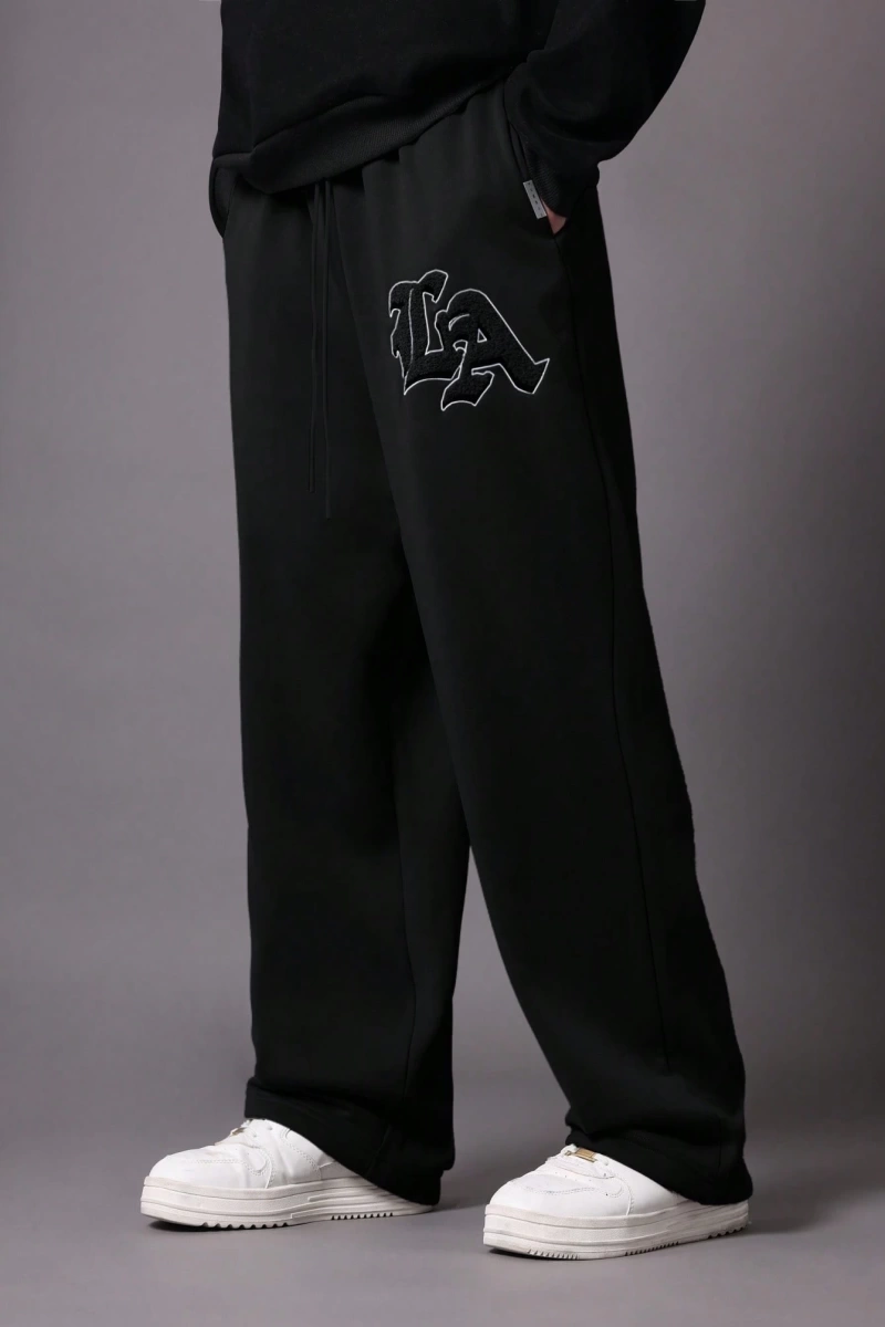 Drop Crotch Atletik Eşofman Altı Rahat Kesim Bol Jogger Pantolon İşlemeli Logo Kentsel