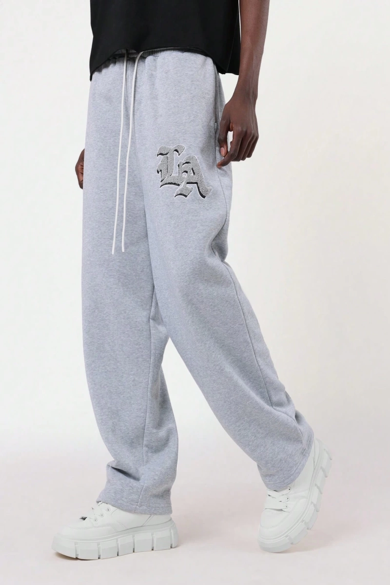 Drop Crotch Atletik Eşofman Altı Rahat Kesim Bol Jogger Pantolon İşlemeli Logo Kentsel