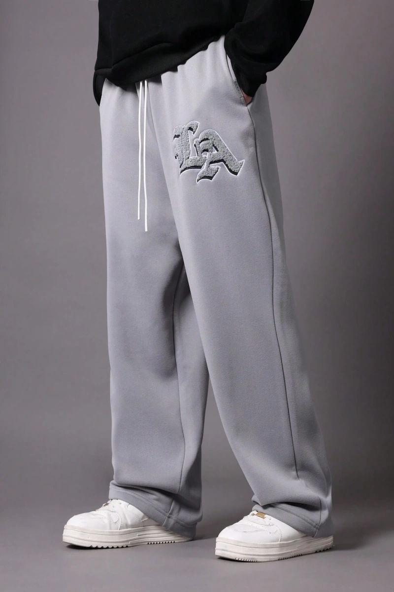 Drop Crotch Atletik Eşofman Altı Rahat Kesim Bol Jogger Pantolon İşlemeli Logo Kentsel