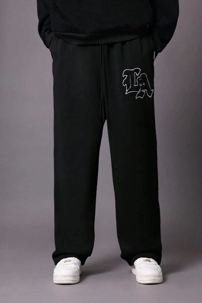 Drop Crotch Atletik Eşofman Altı Rahat Kesim Bol Jogger Pantolon İşlemeli Logo Kentsel