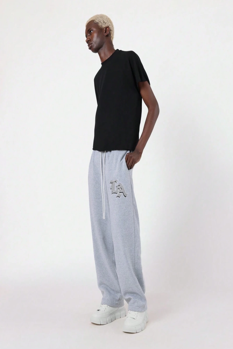 Drop Crotch Atletik Eşofman Altı Rahat Kesim Bol Jogger Pantolon İşlemeli Logo Kentsel