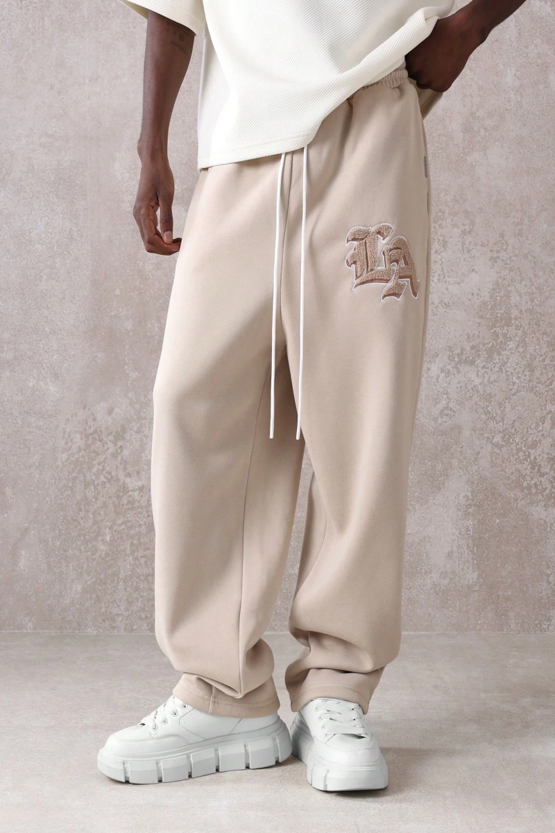Drop Crotch Atletik Eşofman Altı Rahat Kesim Bol Jogger Pantolon İşlemeli Logo Kentsel