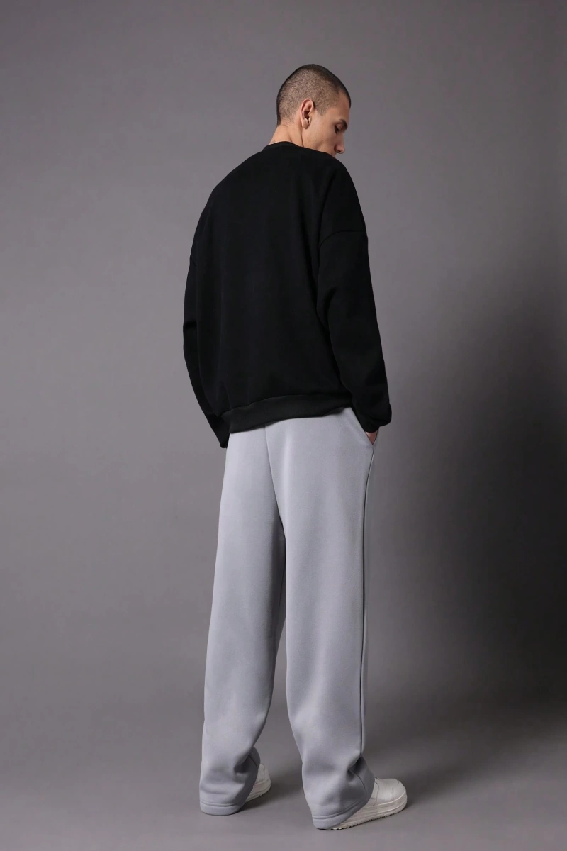 Drop Crotch Atletik Eşofman Altı Rahat Kesim Bol Jogger Pantolon İşlemeli Logo Kentsel
