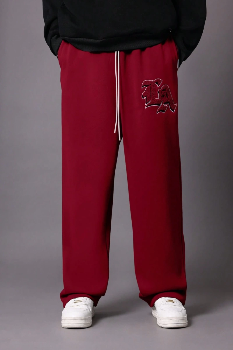 Drop Crotch Atletik Eşofman Altı Rahat Kesim Bol Jogger Pantolon İşlemeli Logo Kentsel