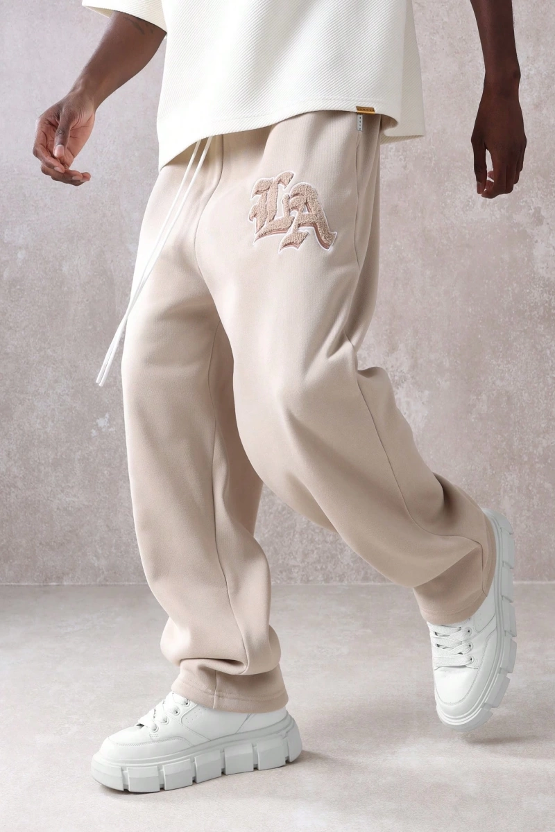 Drop Crotch Atletik Eşofman Altı Rahat Kesim Bol Jogger Pantolon İşlemeli Logo Kentsel