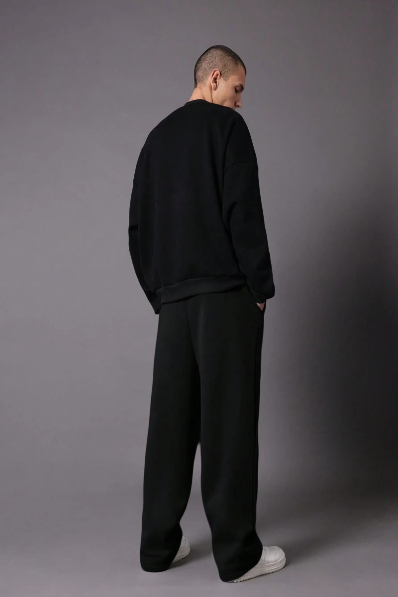 Drop Crotch Atletik Eşofman Altı Rahat Kesim Bol Jogger Pantolon İşlemeli Logo Kentsel