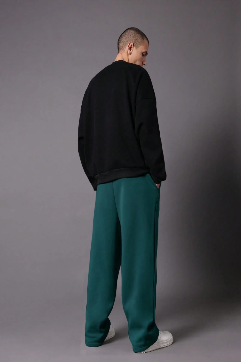 Drop Crotch Atletik Eşofman Altı Rahat Kesim Bol Jogger Pantolon İşlemeli Logo Kentsel