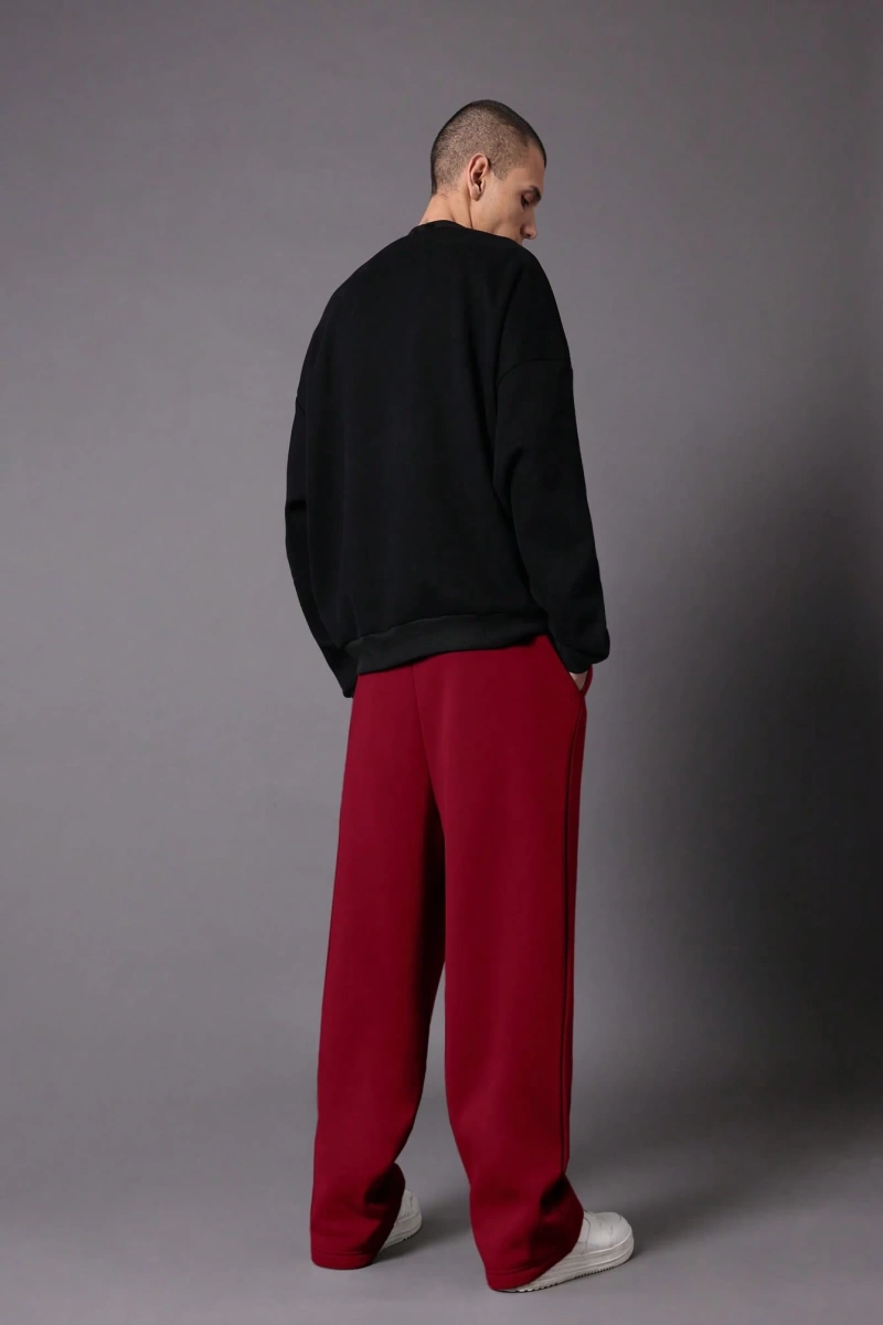 Drop Crotch Atletik Eşofman Altı Rahat Kesim Bol Jogger Pantolon İşlemeli Logo Kentsel