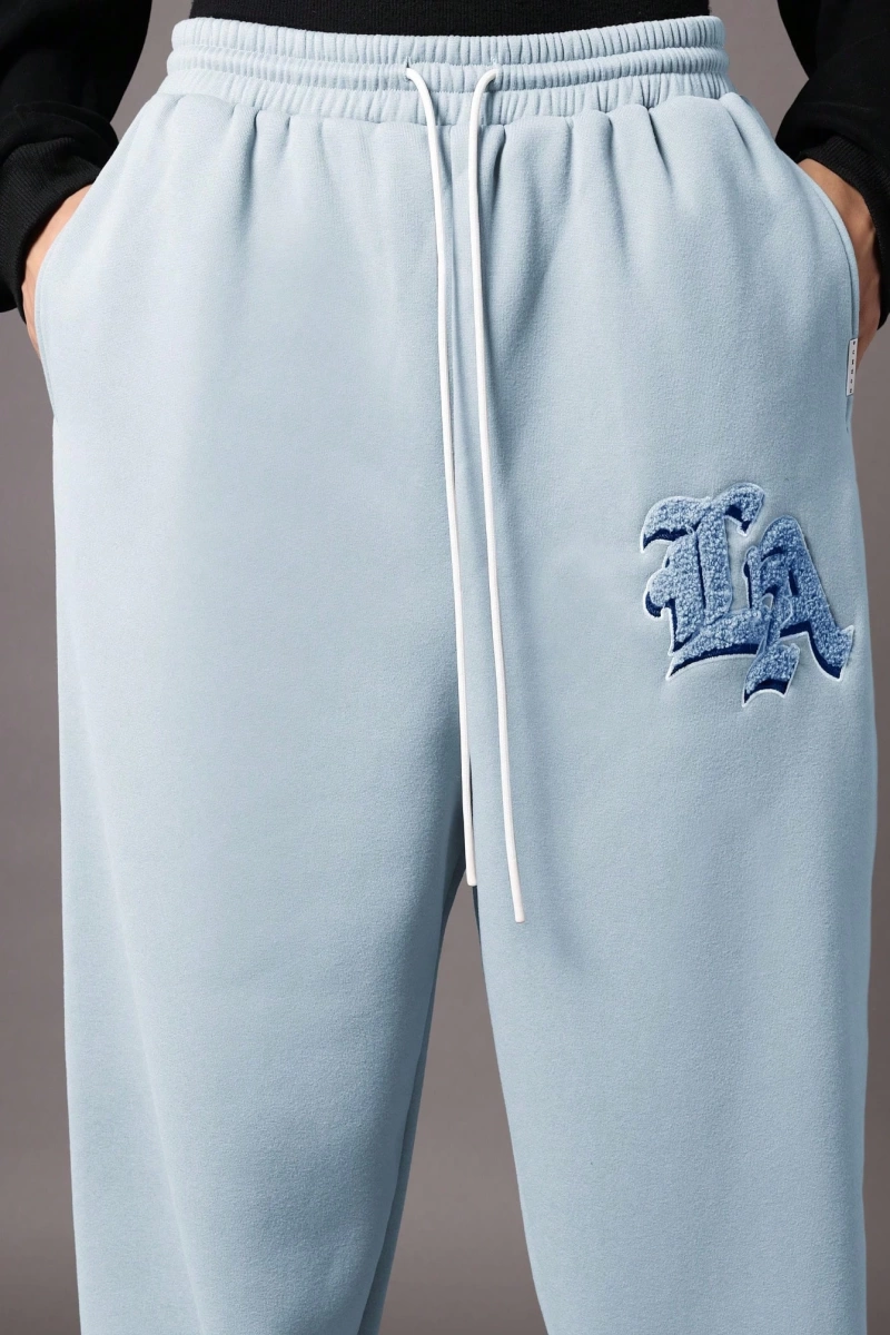 Drop Crotch Atletik Eşofman Altı Rahat Kesim Bol Jogger Pantolon İşlemeli Logo Kentsel