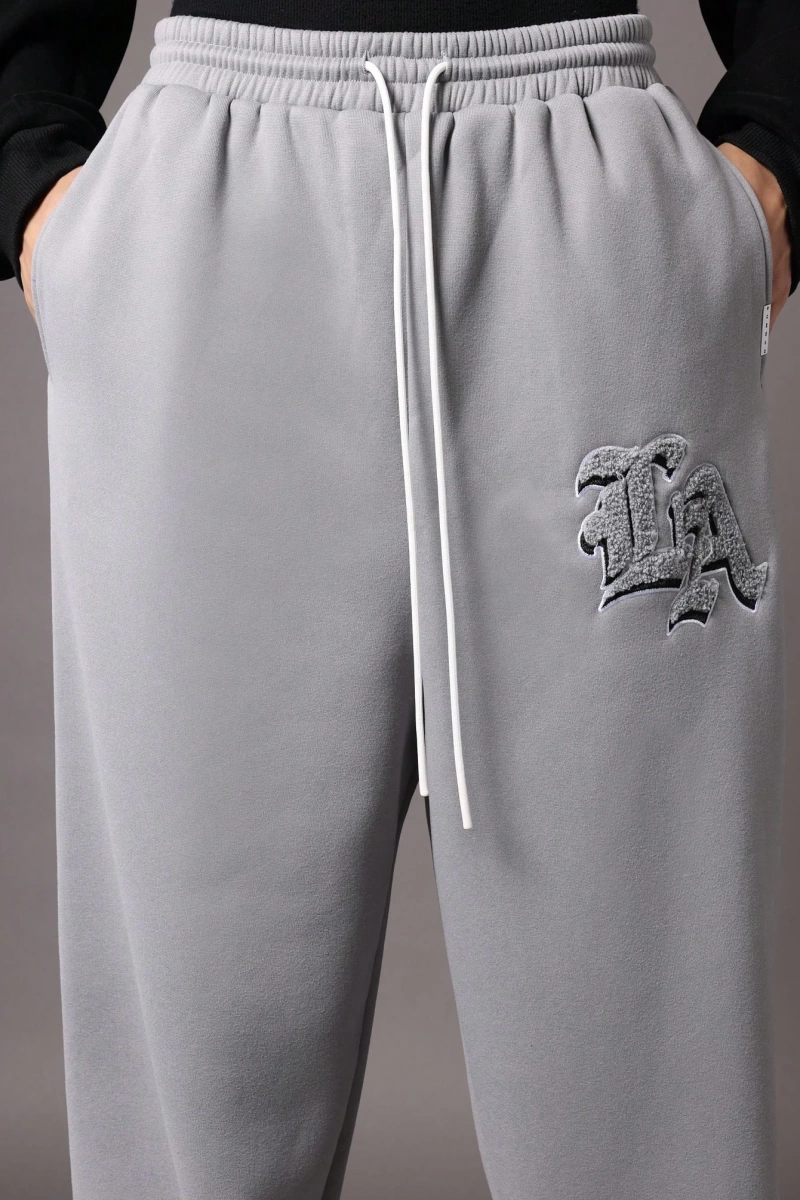 Drop Crotch Atletik Eşofman Altı Rahat Kesim Bol Jogger Pantolon İşlemeli Logo Kentsel