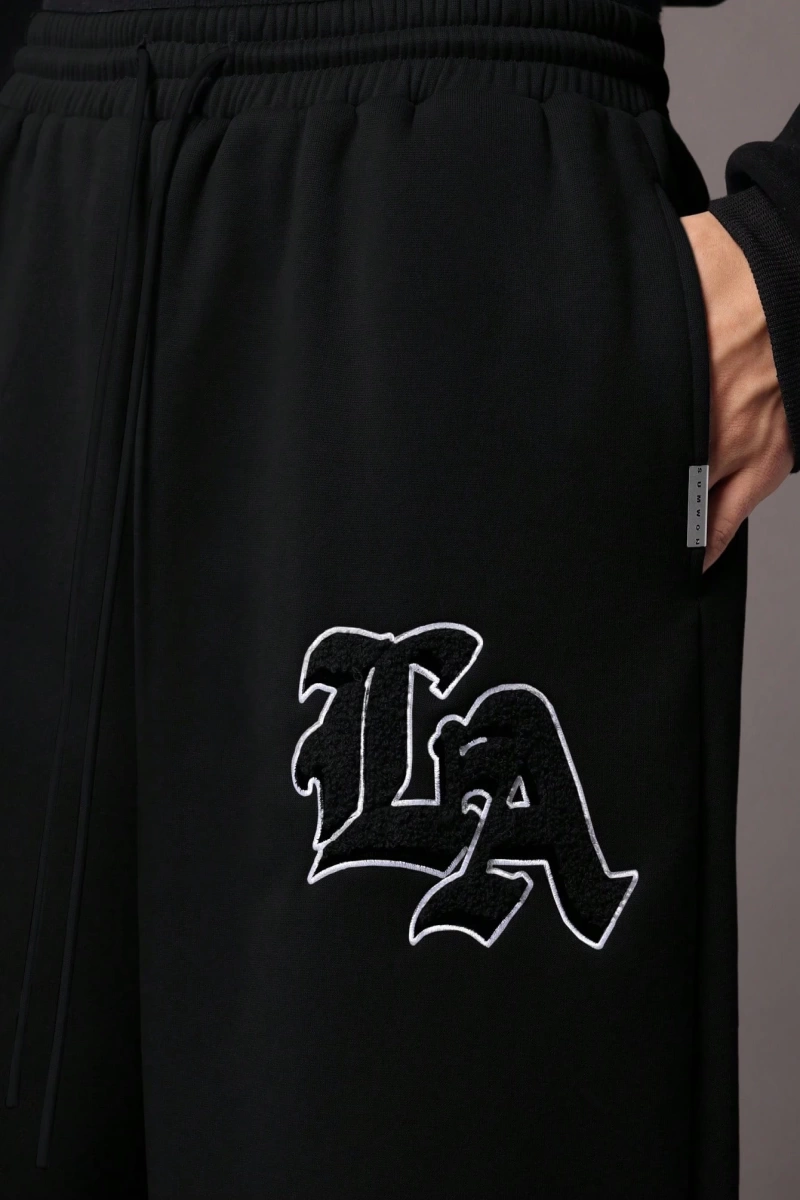 Drop Crotch Atletik Eşofman Altı Rahat Kesim Bol Jogger Pantolon İşlemeli Logo Kentsel