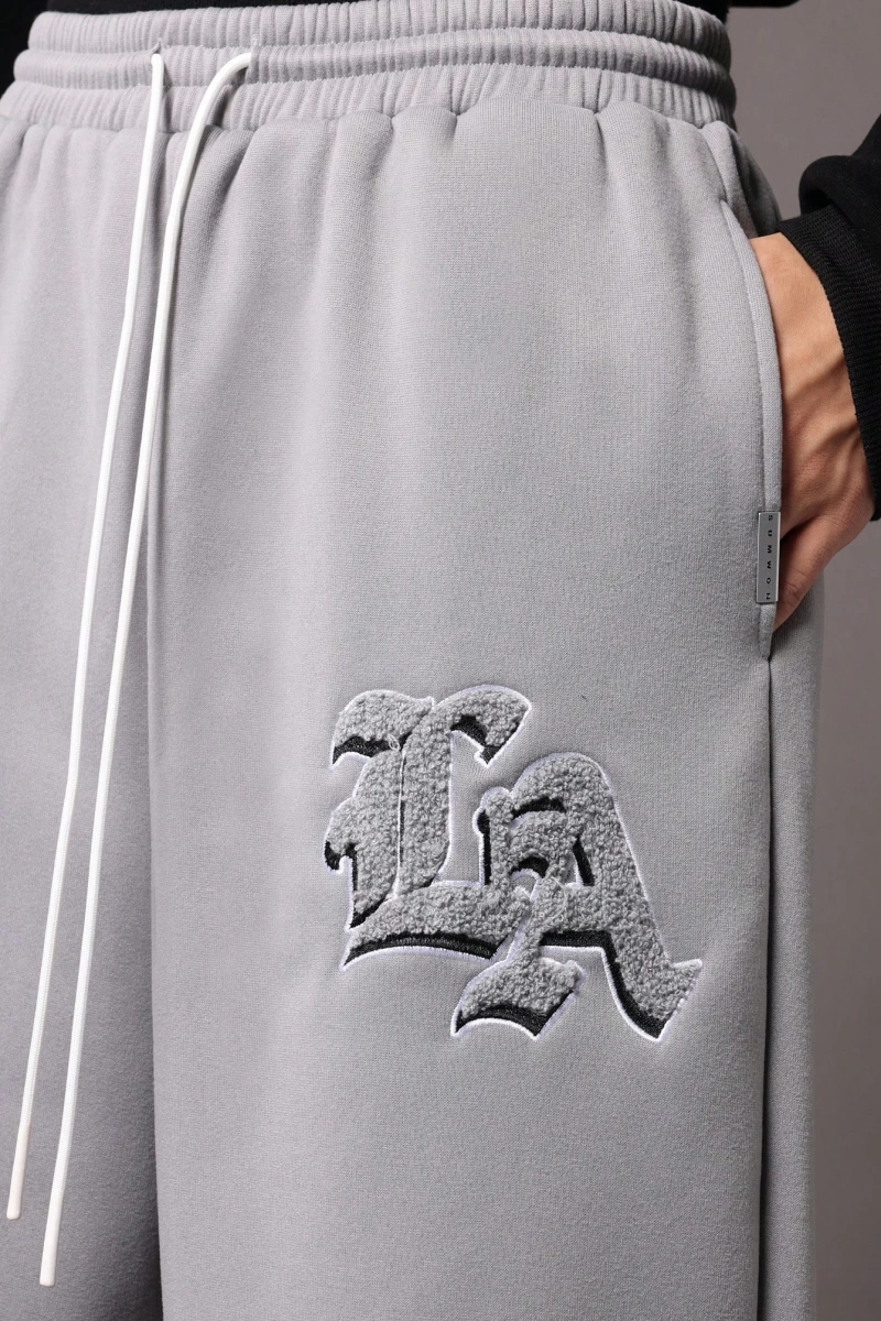 Drop Crotch Atletik Eşofman Altı Rahat Kesim Bol Jogger Pantolon İşlemeli Logo Kentsel