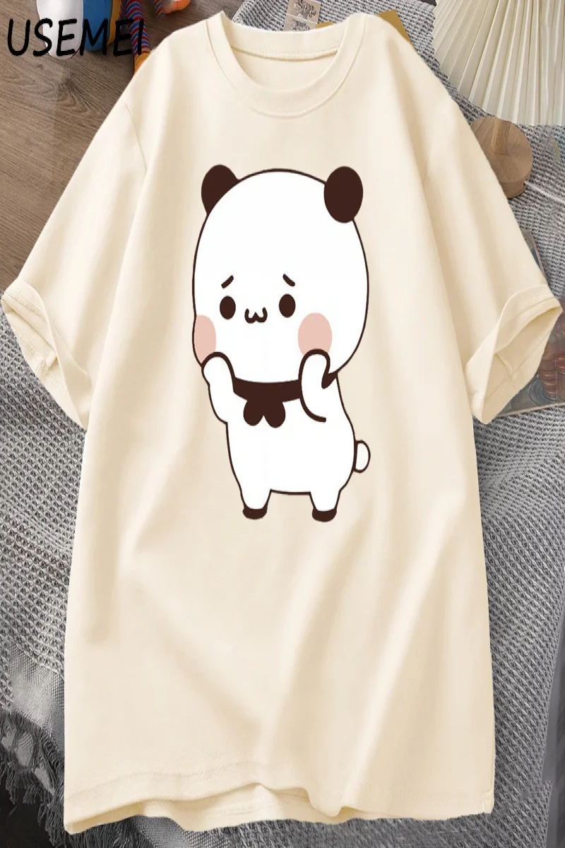 DuDu ayı şaşırtıcı Panda BuBu bir çiçek T-shirt ile komik sevimli Buu Duu grafik T Shirt kadı 2871