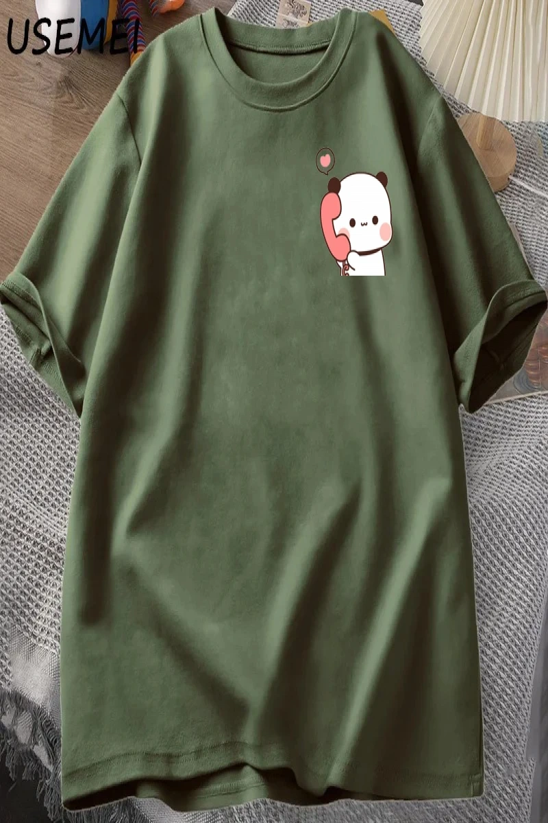 Dudu Bubu T Shirt kadın erkek çift komik T Shirt sevimli Panda ayı t-shirt yaz O boyun erkek  2848
