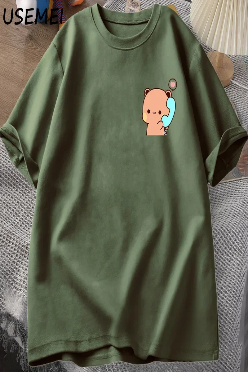 Dudu Bubu T Shirt kadın erkek çift komik T Shirt sevimli Panda ayı t-shirt yaz O boyun erkek  2848