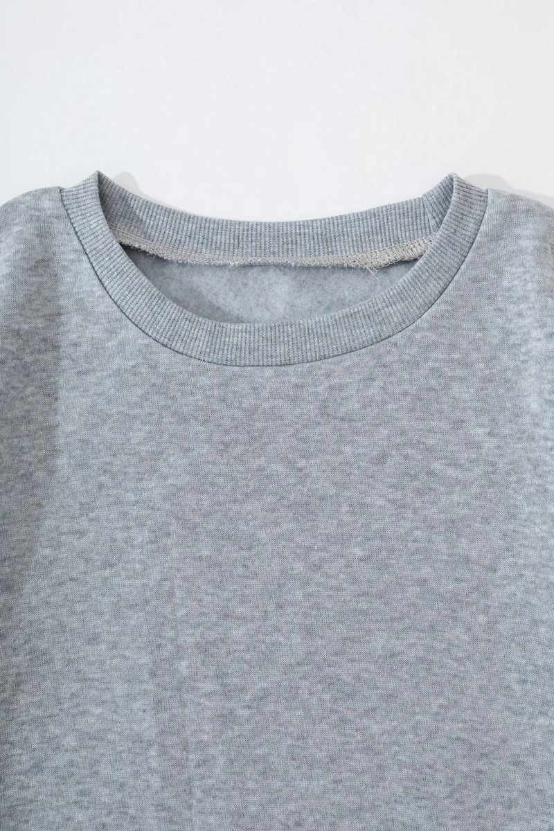 Düz Renk Yuvarlak Yaka Sweatshirt Ve Pantolon Takımı