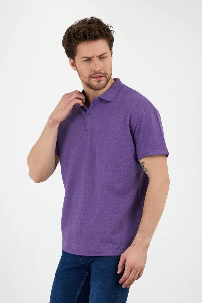 Eflatun Dar/slim Fitt Polo Yaka Tshirt