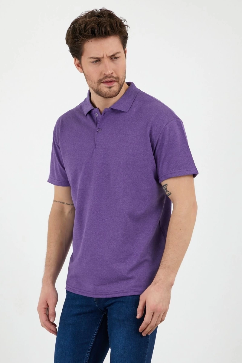 Eflatun Dar/slim Fitt Polo Yaka Tshirt