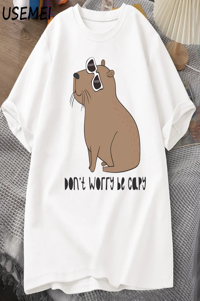 Endişelenmeyin Capy müthiş sevimli Capybara T-shirt adam rahat pamuk yaz T Shirt kısa kollu b 2955