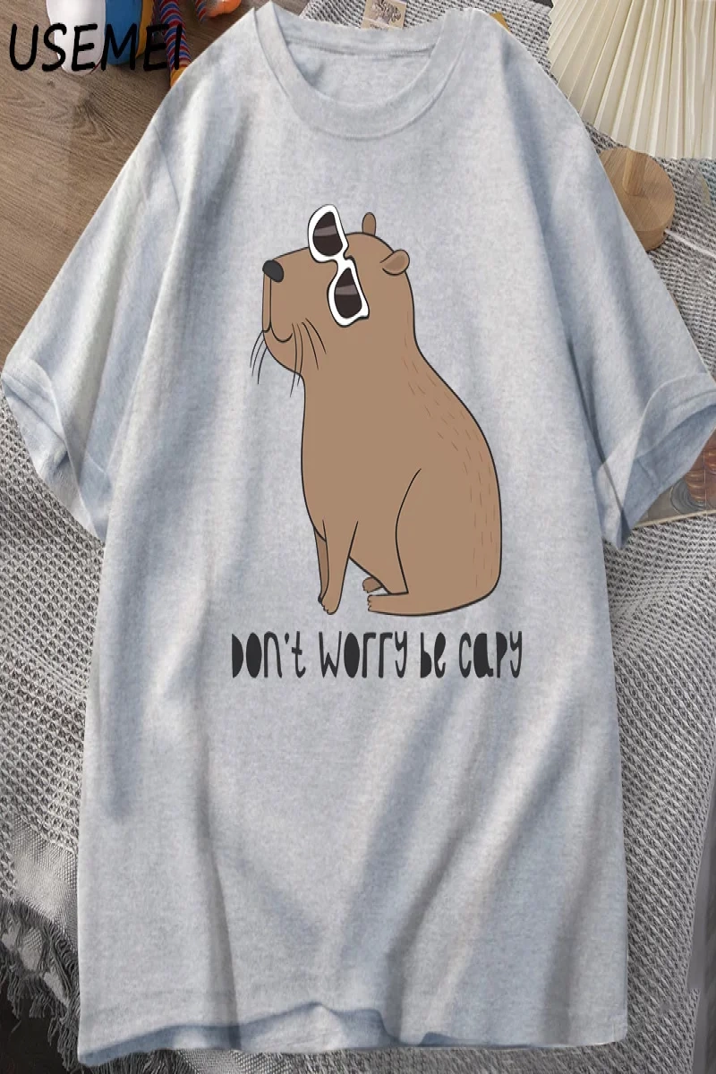 Endişelenmeyin Capy müthiş sevimli Capybara T-shirt adam rahat pamuk yaz T Shirt kısa kollu b 2955