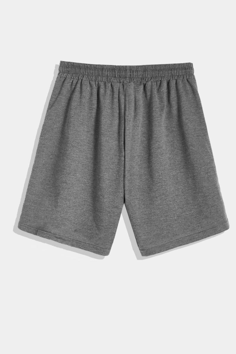 Erkek Bağcıklı Bel Düz Spor Şortu Sweat Düz Siyah Temel