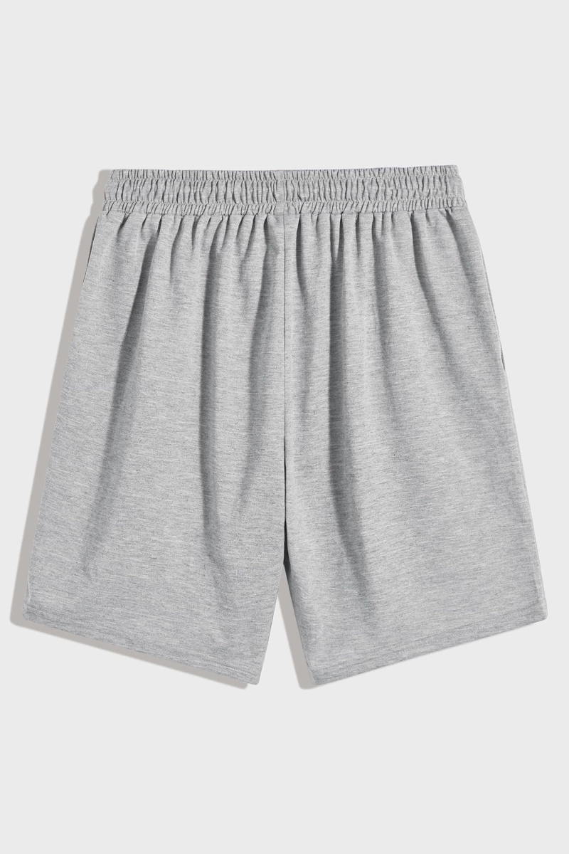 Erkek Bağcıklı Bel Düz Spor Şortu Sweat Düz Siyah Temel