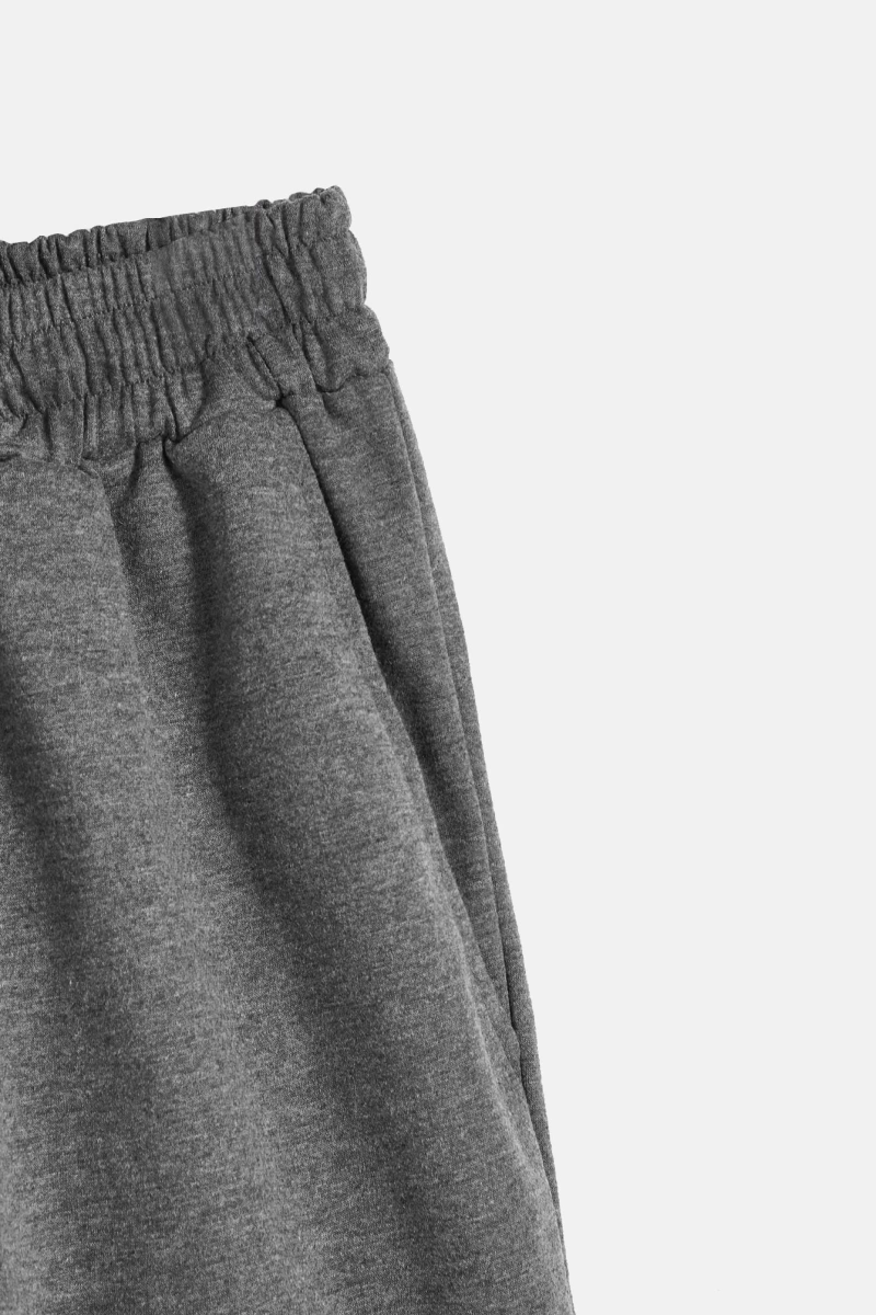 Erkek Bağcıklı Bel Düz Spor Şortu Sweat Düz Siyah Temel