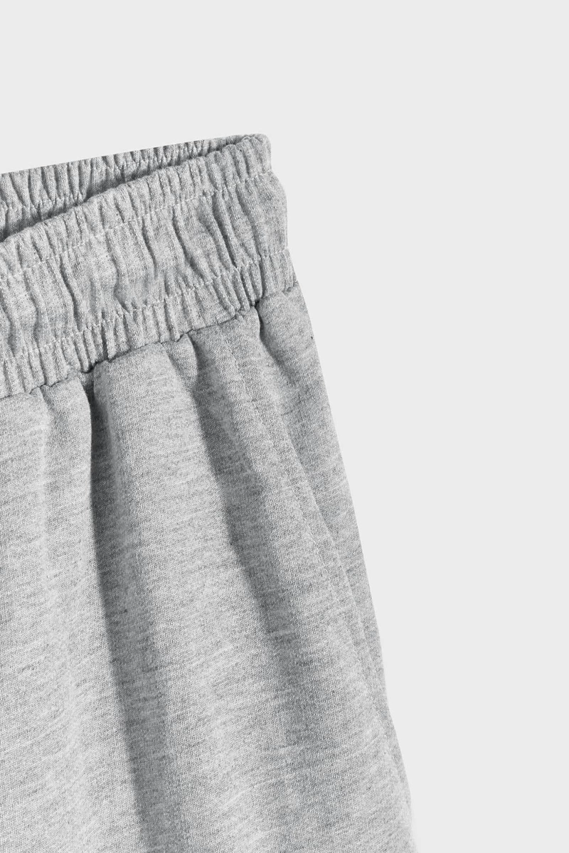 Erkek Bağcıklı Bel Düz Spor Şortu Sweat Düz Siyah Temel