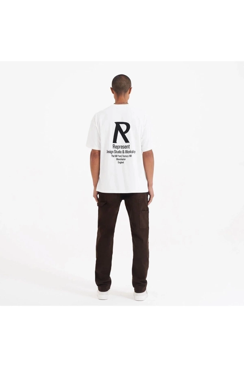Erkek Beyaz Represent Baskılı Bisiklet Yaka Tshirt