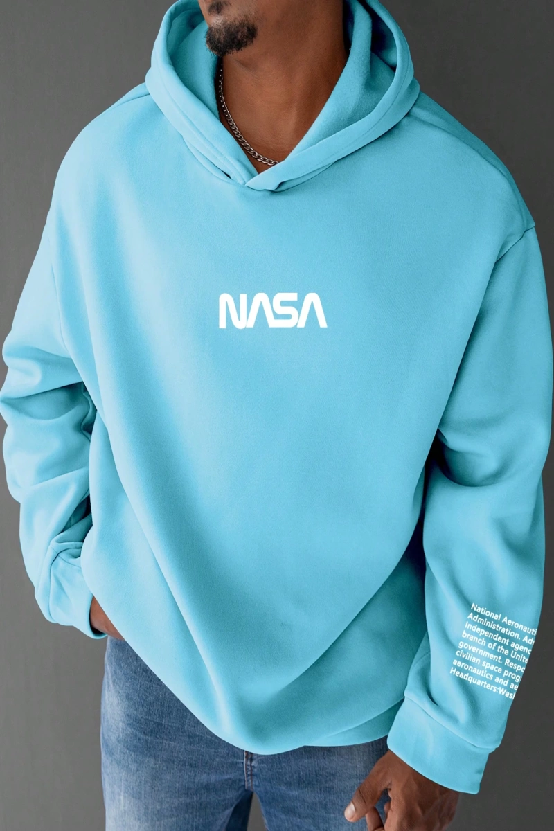 Erkek Büyük Beden Mektup Baskılı Kapüşonlu Sweatshirt, Moda Uzun Kollu Kapüşo