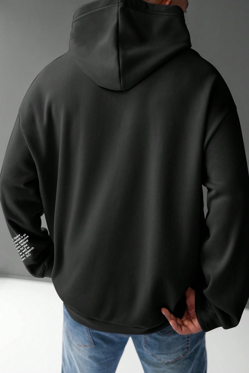 Erkek Büyük Beden Mektup Baskılı Kapüşonlu Sweatshirt, Moda Uzun Kollu Kapüşo