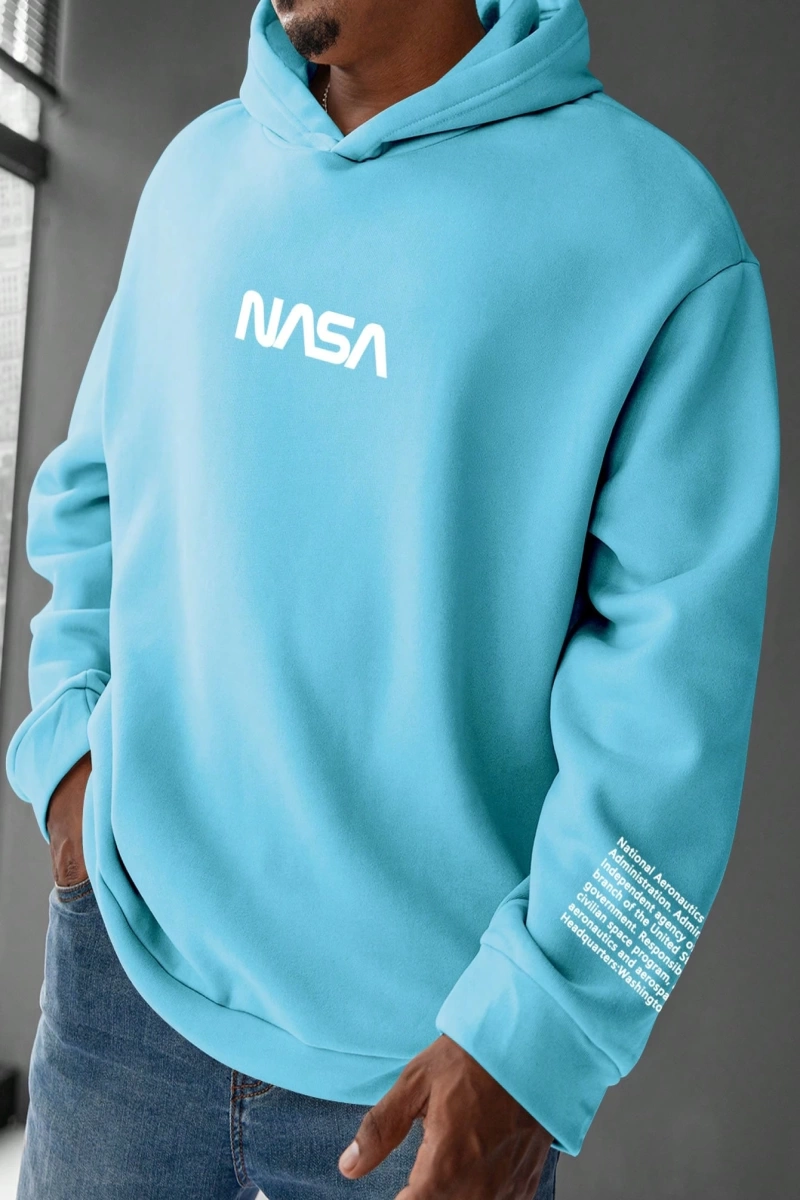 Erkek Büyük Beden Mektup Baskılı Kapüşonlu Sweatshirt, Moda Uzun Kollu Kapüşo