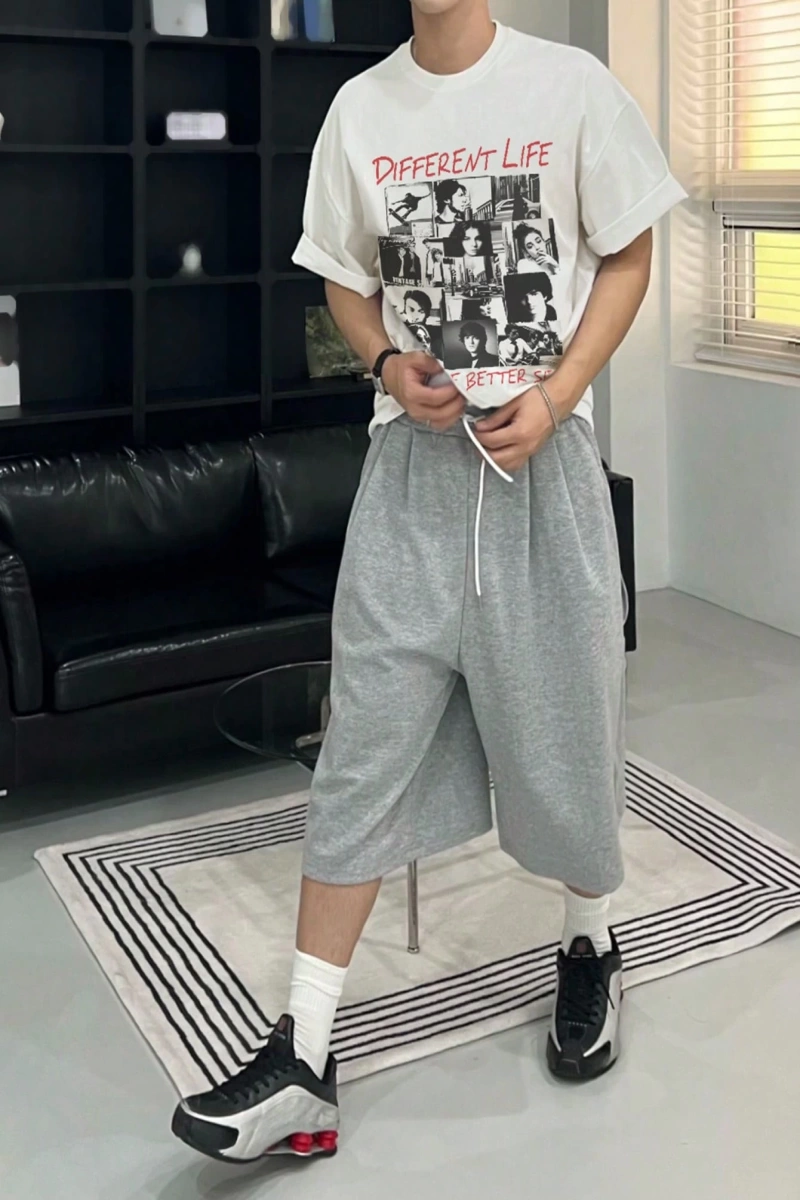 Erkek Büyük Boy Grafik Harf Baskılı Sokak Günlük Tişört