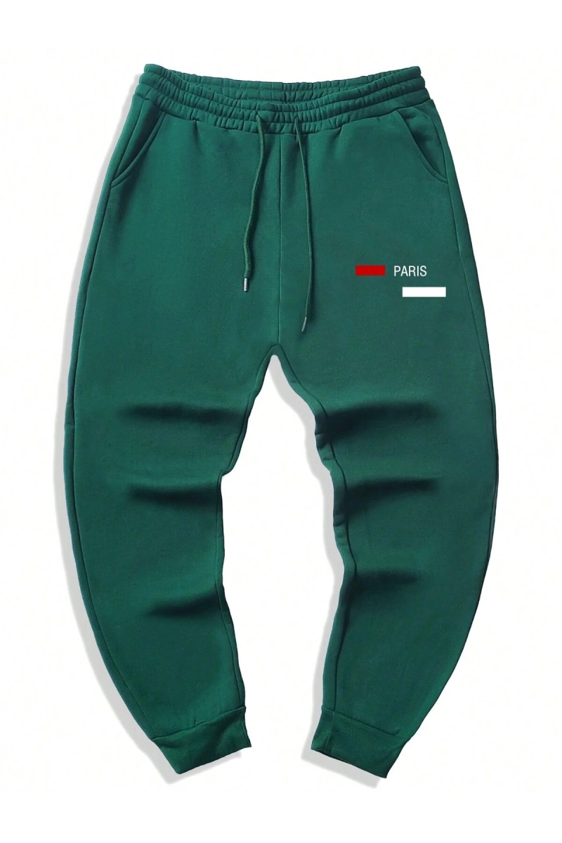 Erkek Büzgülü Bel Harf Desenli Jogger Pantolon